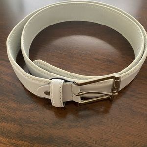 Mens white leather belt